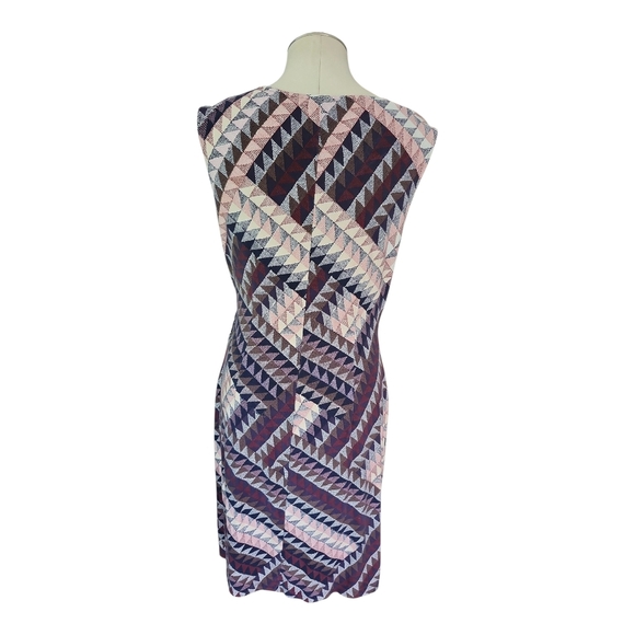 NIC+ZOE Geometric Print Sleeveless Sheath Dress Size M Stretch Lined Workwear - Picture 4 of 9
